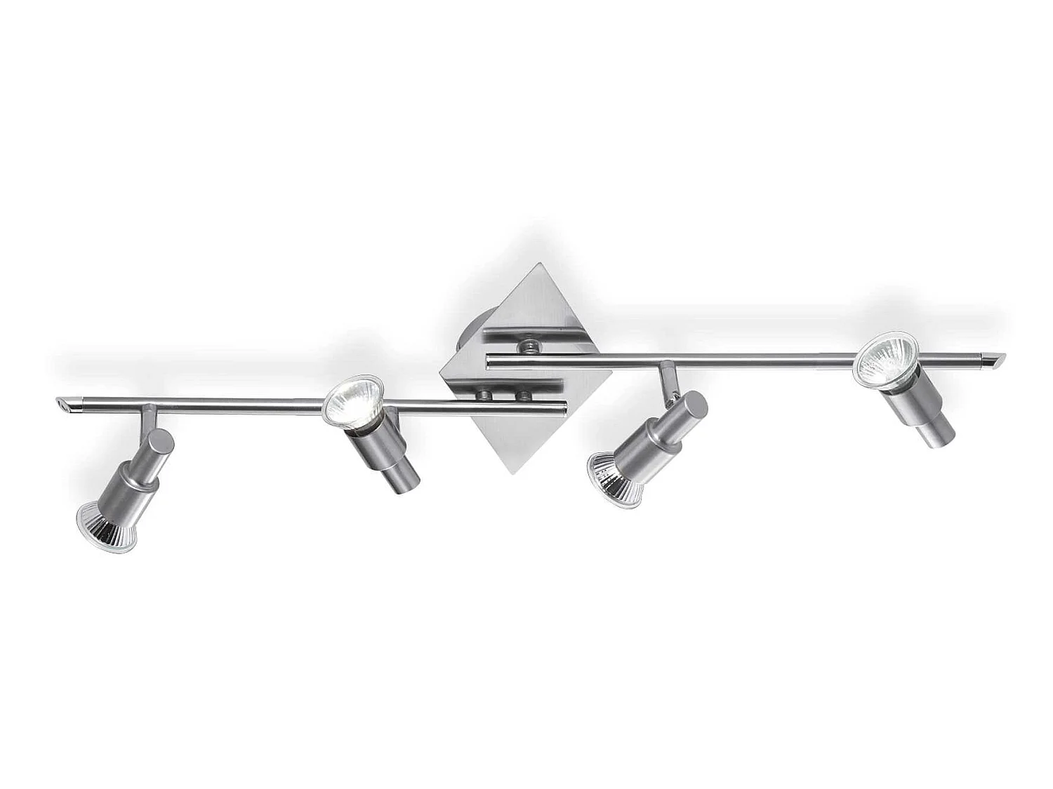 Spots op metalen balk met nikkel afwerking