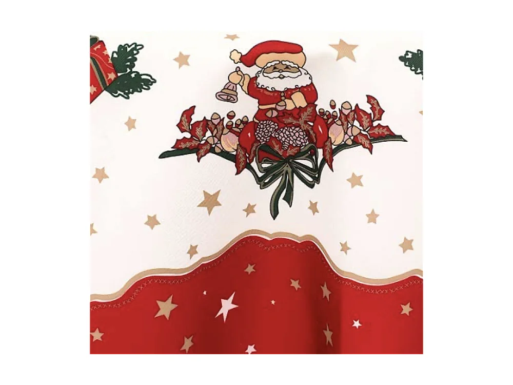 Nappe de Noël motifs Père Noël ou Cloche - Anti tâches - Ronde ou Rectangle