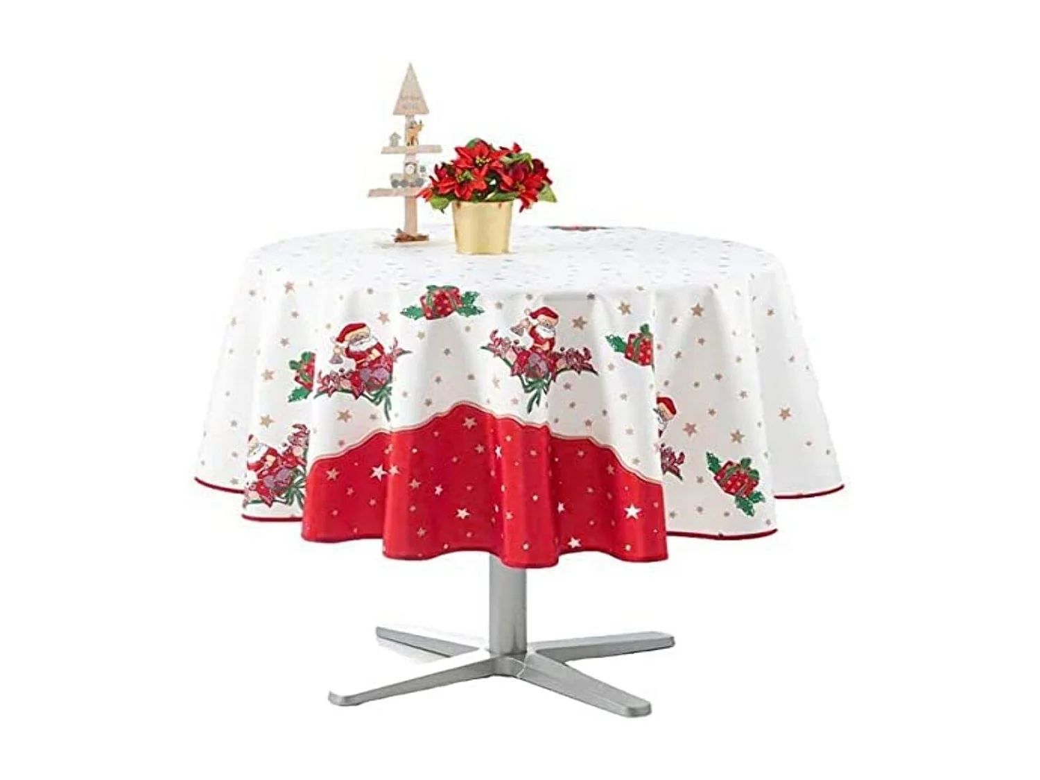 Nappe de Noël motifs Père Noël ou Cloche - Anti tâches - Ronde ou Rectangle