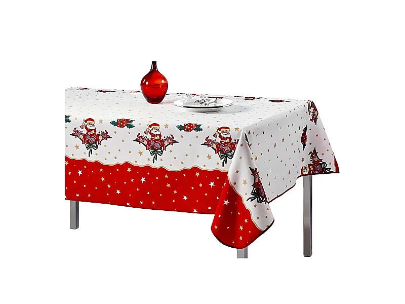 Nappe de Noël motifs Père Noël ou Cloche - Anti tâches