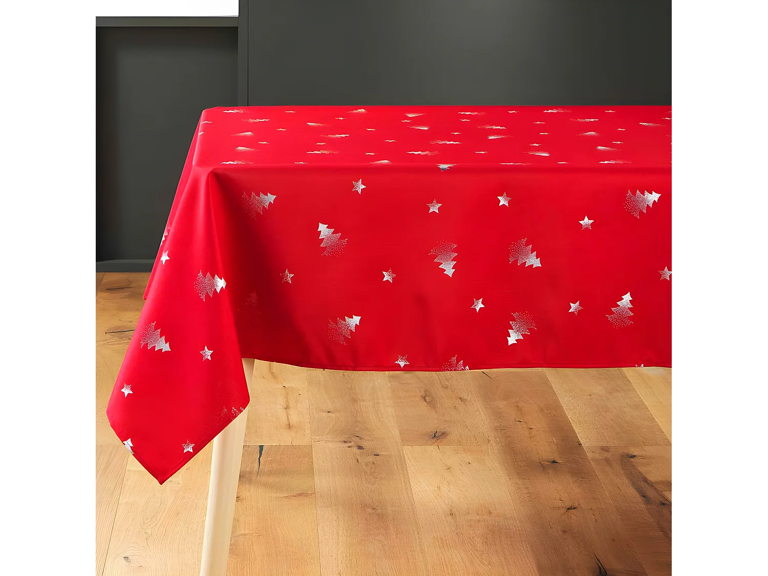 Nappe de Noël Rectangle - Tissu Antitache / Imperméable – Sapin argent – Différentes tailles