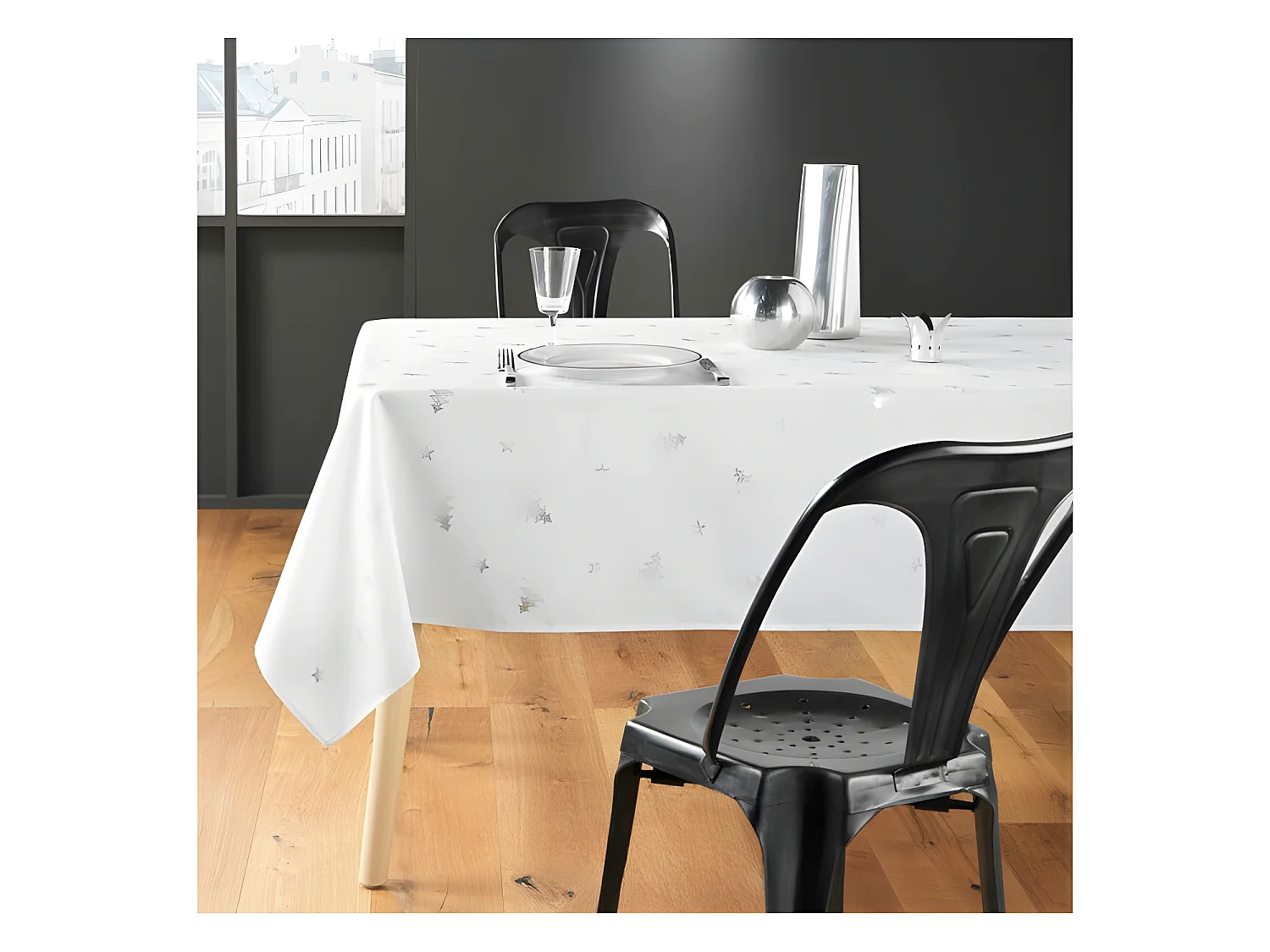 Nappe de Noël Rectangle - Tissu Antitache / Imperméable – Sapin argent – Différentes tailles