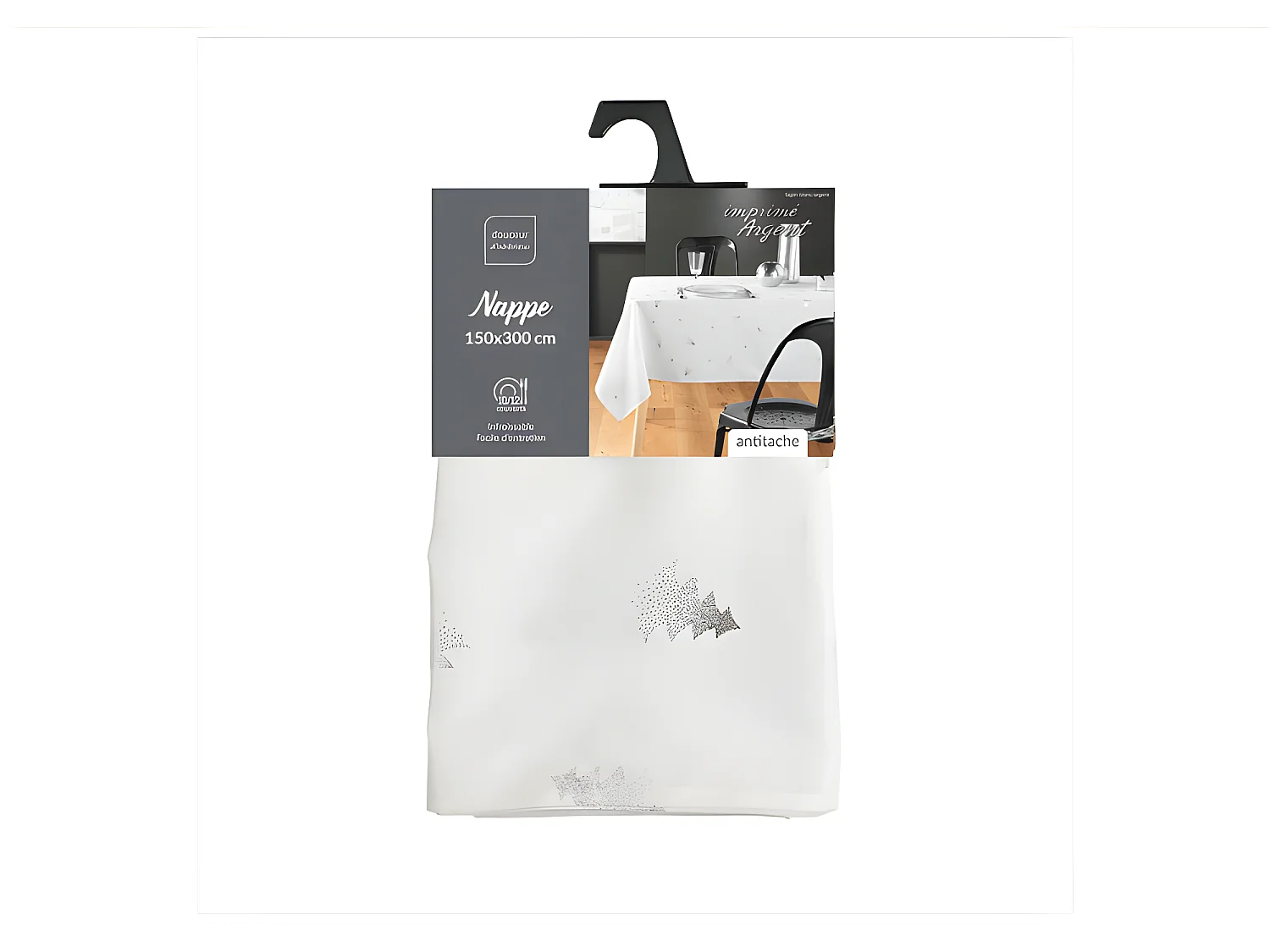 Nappe de Noël Rectangle - Tissu Antitache / Imperméable – Sapin argent – Différentes tailles