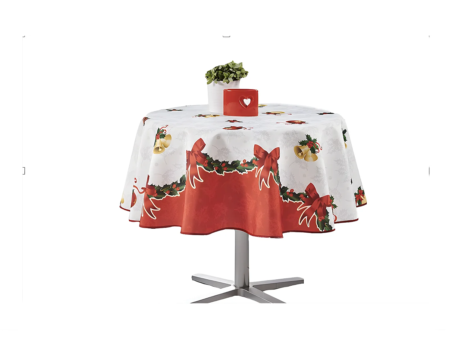Nappe de Noël motifs Père Noël ou Cloche - Anti tâches - Ronde ou Rectangle