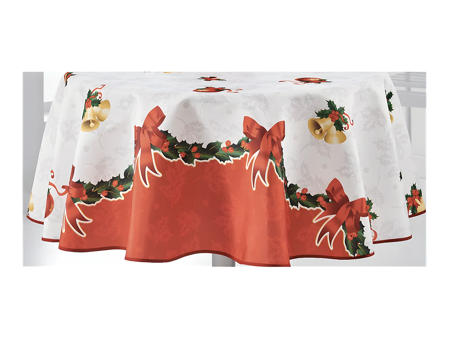 Nappe de Noël motifs Père Noël ou Cloche - Anti tâches - Ronde ou Rectangle