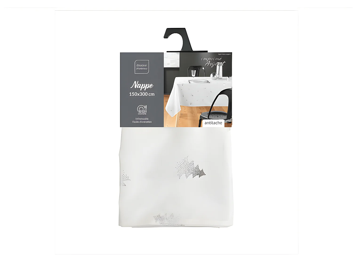 Nappe de Noël Rectangle - Tissu Antitache / Imperméable – Sapin argent – Différentes tailles