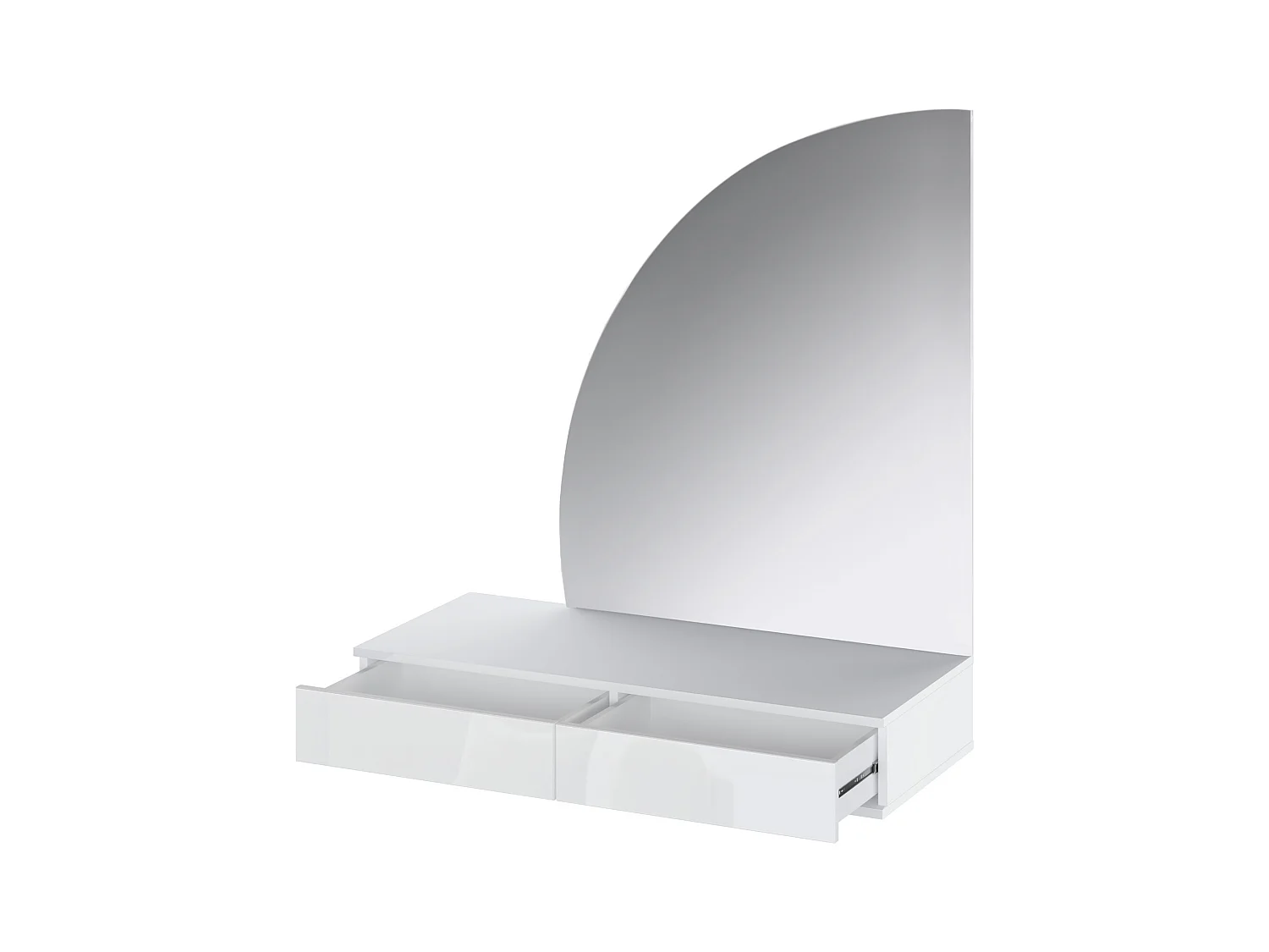 Tocador flotante con espejo LED - 2 cajones - Blanco brillante - JINEZA