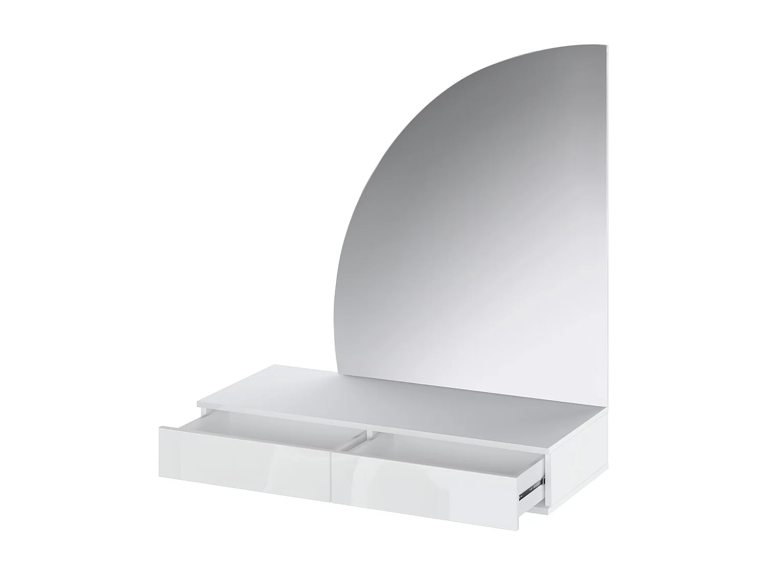 Coiffeuse suspendue avec miroir à LEDs - 2 tiroirs - Blanc brillant - JINEZA