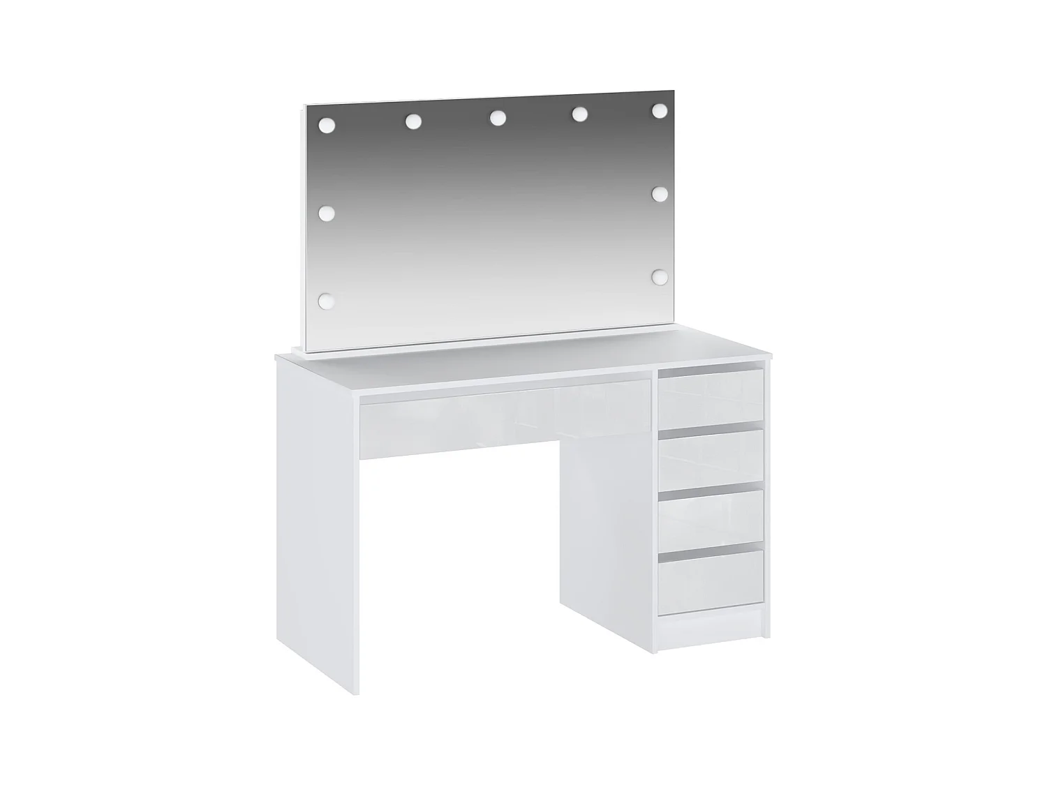 Coiffeuse avec miroir à LEDs - 5 tiroirs - Blanc brillant - JENEMI