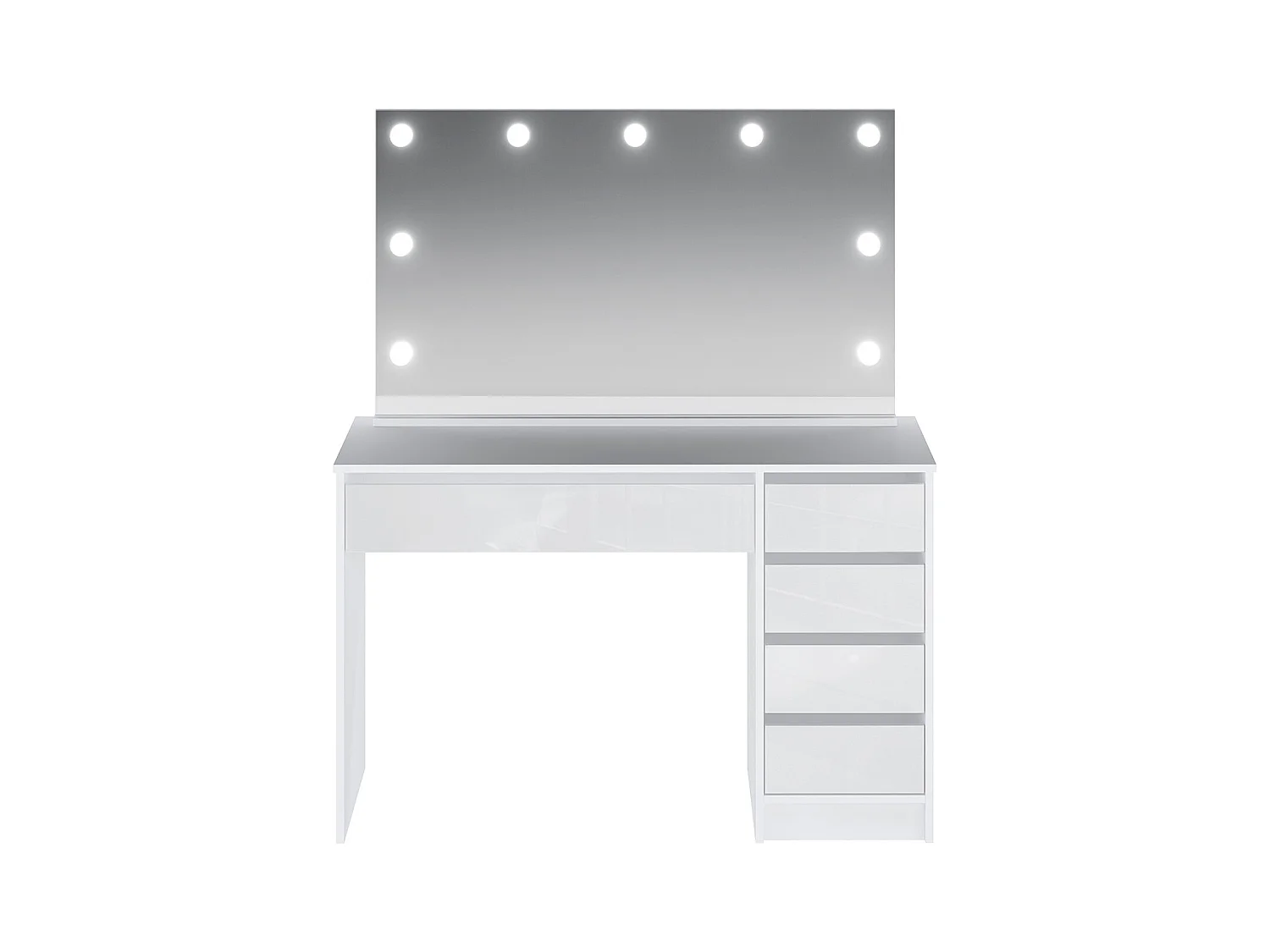 Coiffeuse avec miroir à LEDs - 5 tiroirs - Blanc brillant - JENEMI
