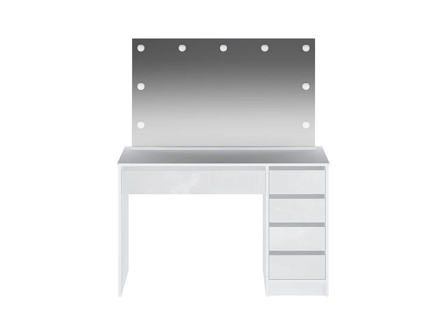 Coiffeuse avec miroir à LEDs - 5 tiroirs - Blanc brillant - JENEMI