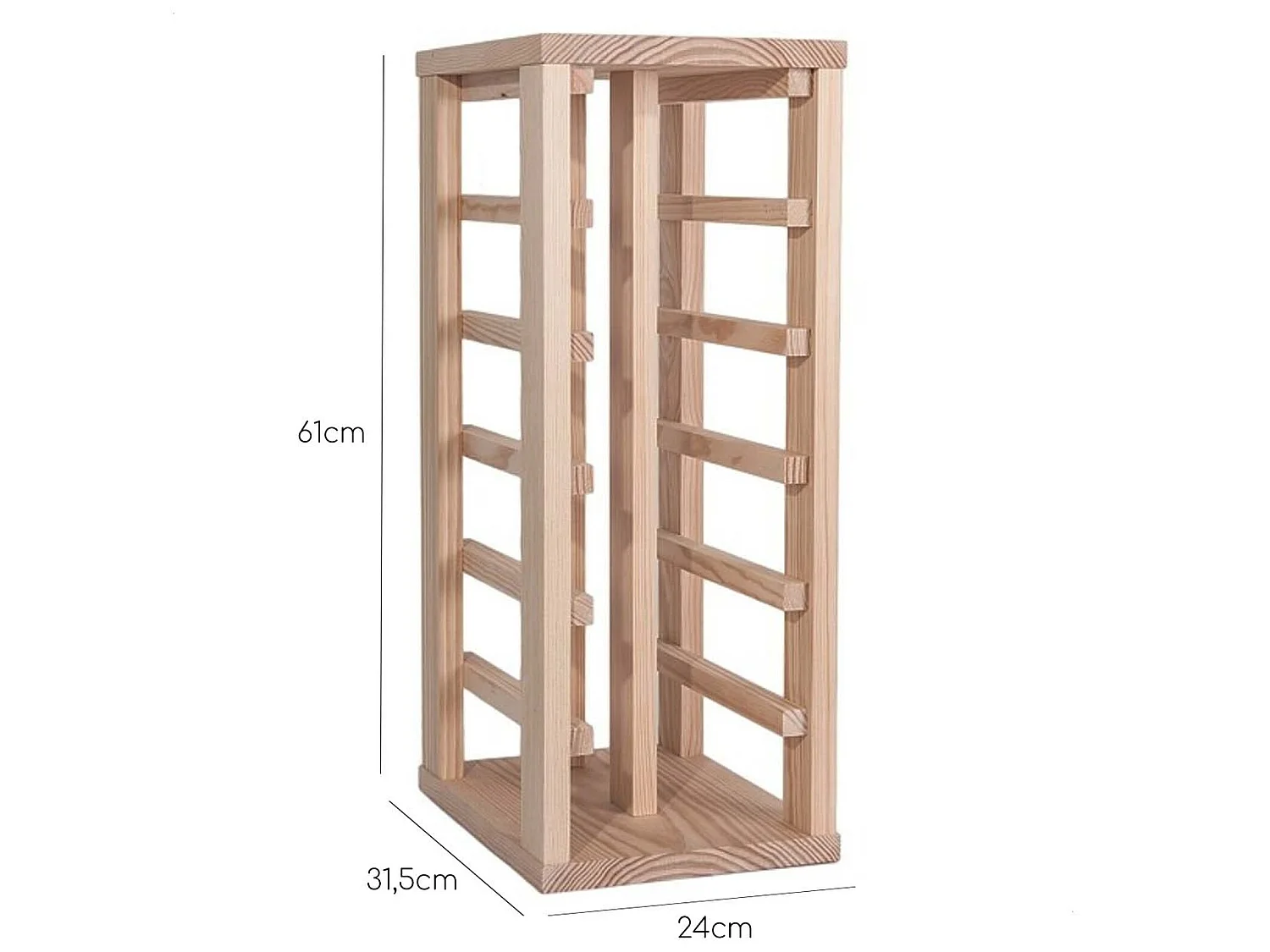 Porte-bouteilles avec étagère basse pour 12 bouteilles, brut de décoffrage.