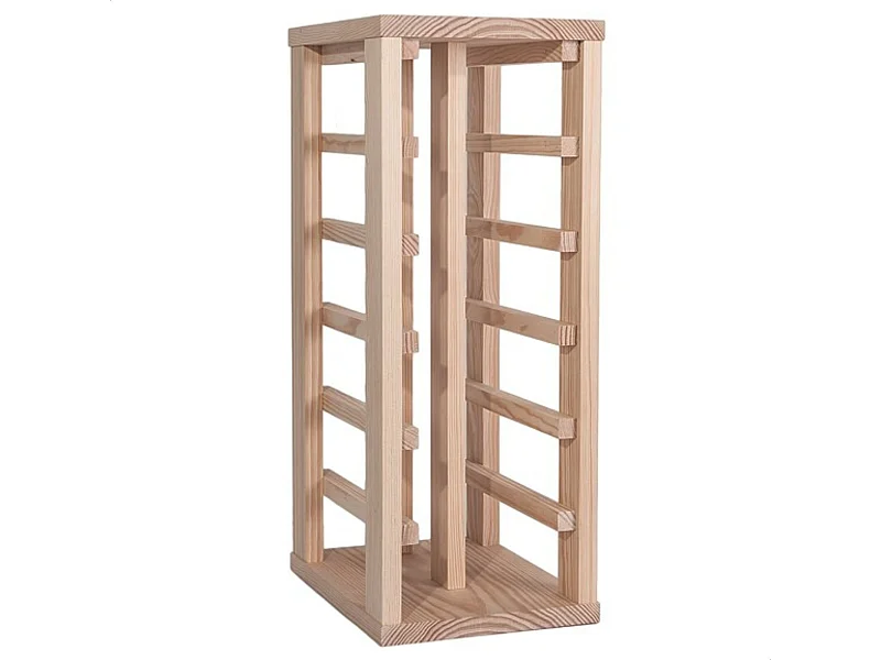 Porte-bouteilles avec étagère basse pour 12 bouteilles, brut de décoffrage.