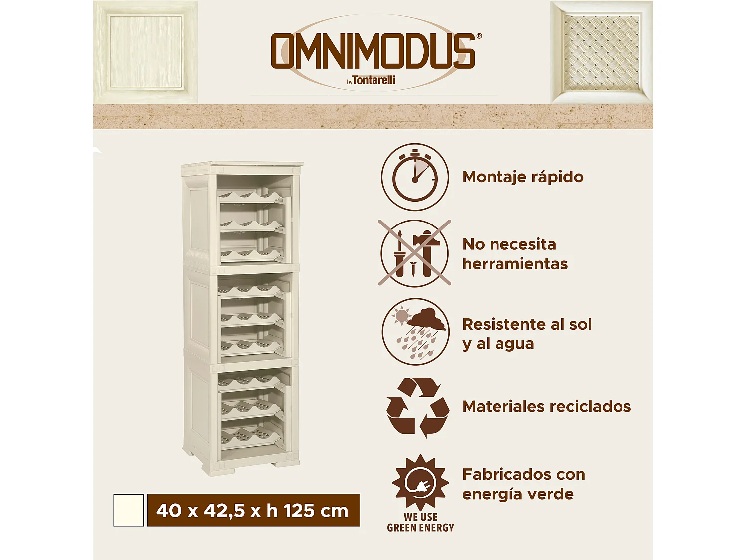 3 Rangement modulaire avec étagère pour 27 bouteilles gris 240x42,5x125