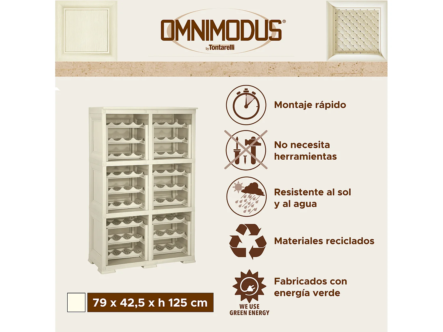 6 étagères de rangement modulables avec étagère 72 bouteilles, gris 279x42,5x125