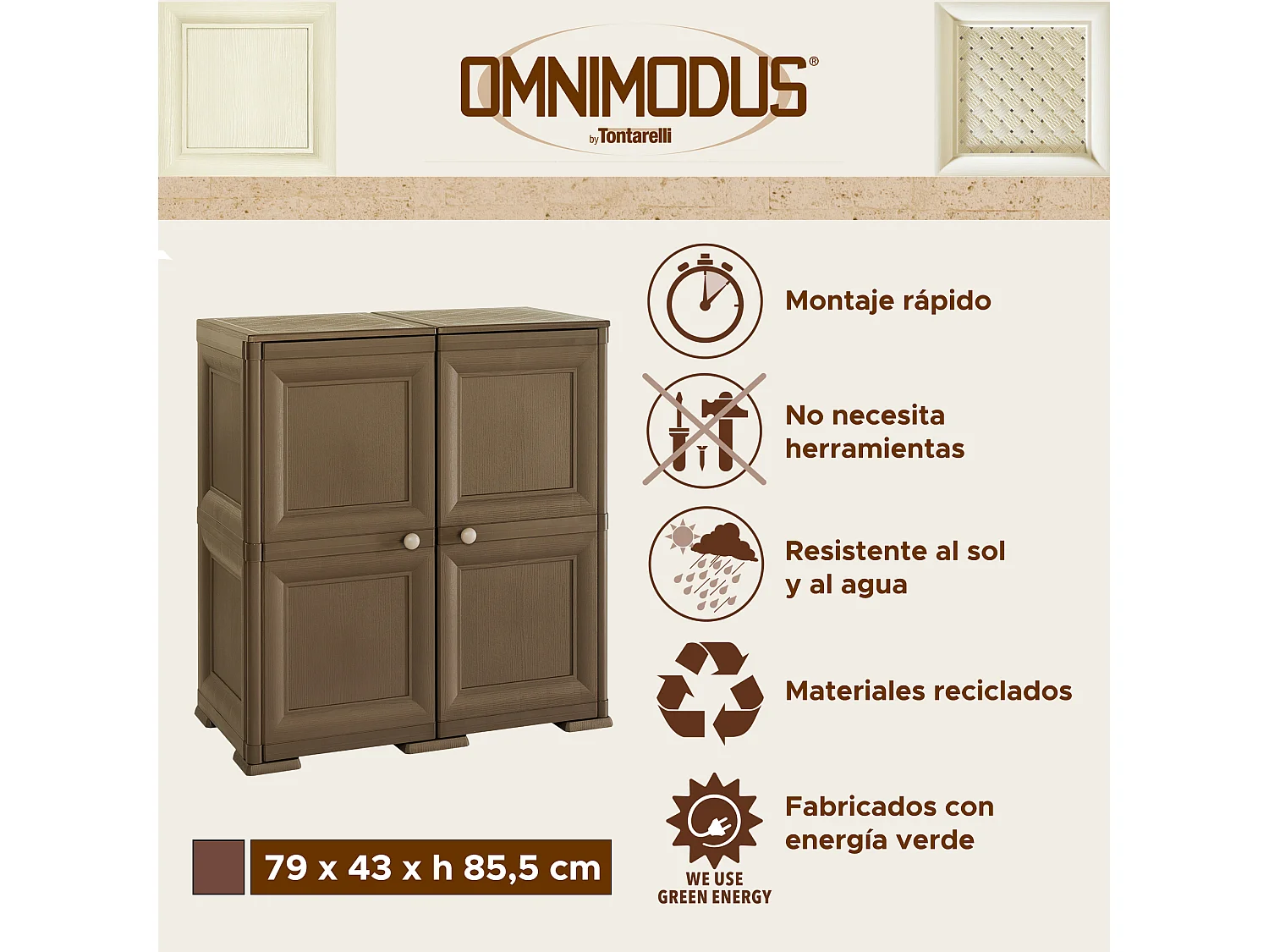 4 étagères modulaires avec porte-bouteilles 48 wengé 279x43x85,5