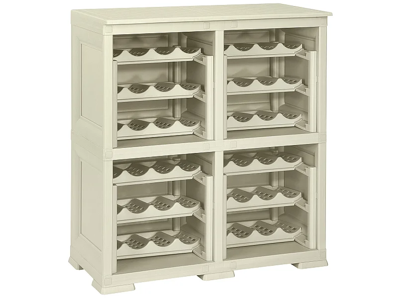 4 étagères de rangement modulables avec casier 48 bouteilles gris 279x42,5x85,5