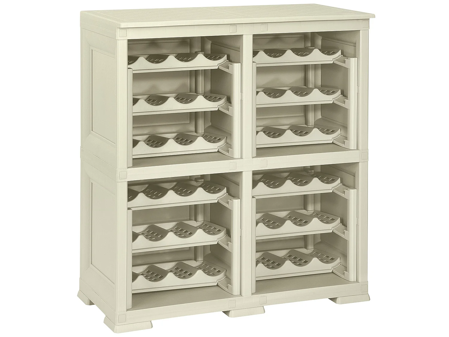 4 étagères de rangement modulables avec casier 48 bouteilles gris 279x42,5x85,5
