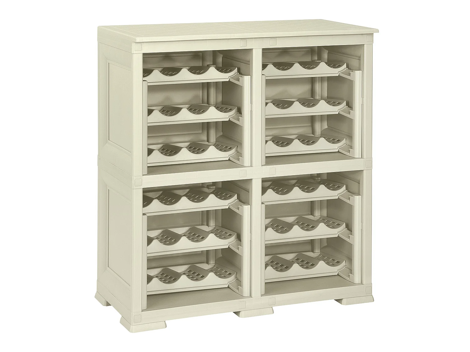 4 étagères de rangement modulables avec casier 48 bouteilles gris 279x42,5x85,5