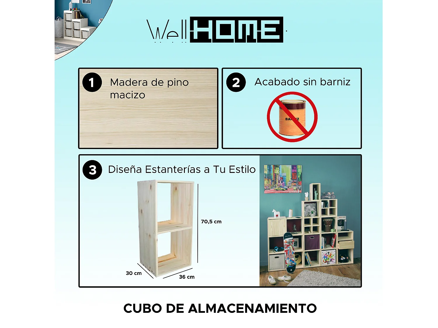 Bac de rangement à 2 compartiments pour peinture, vernis ou teinture, 36x30x70,5 cm