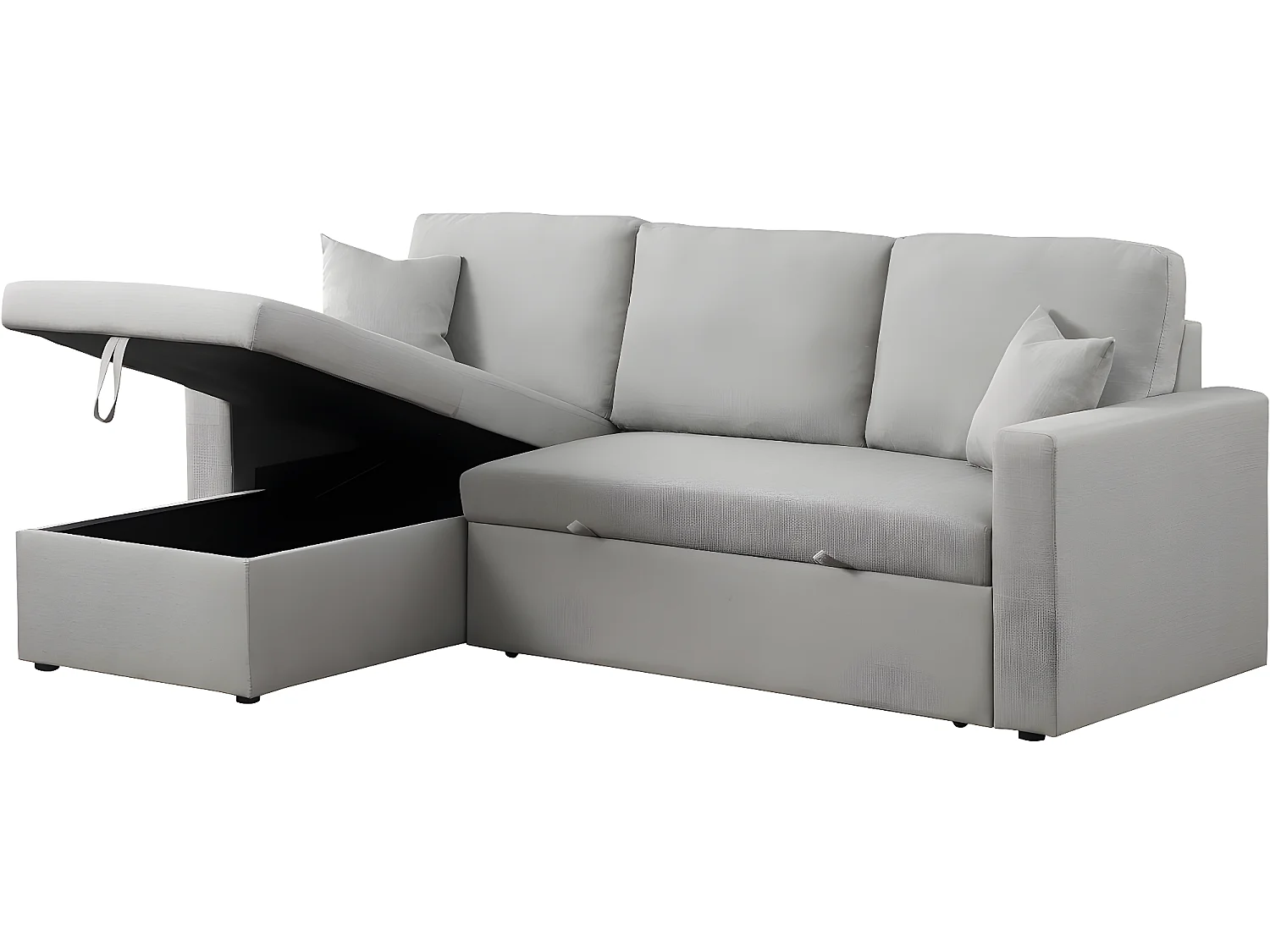 Sofá rinconera convertible/reversible "Alain" con box - 3 plazas - Gris claro