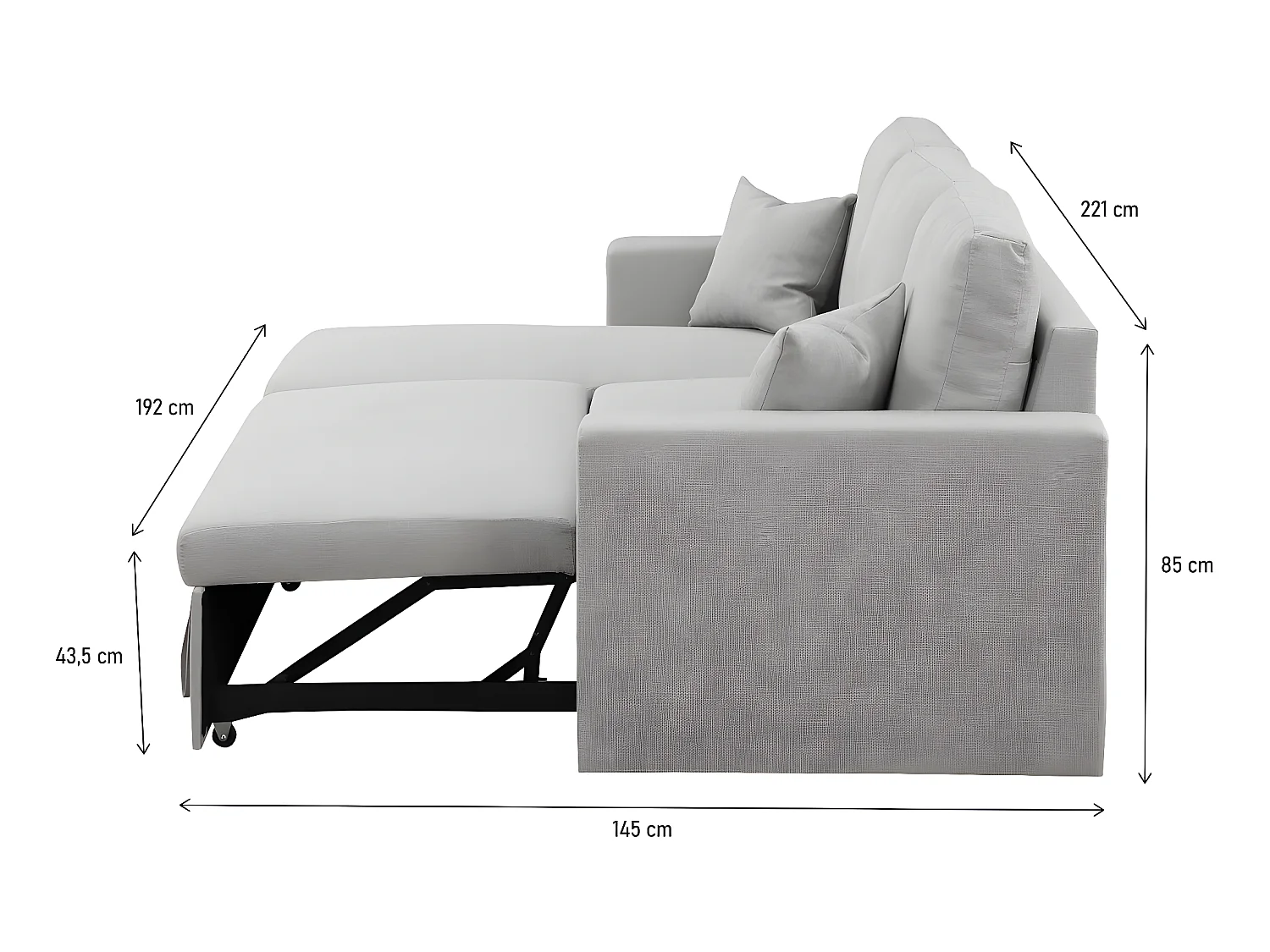 Sofá rinconera convertible/reversible "Alain" con box - 3 plazas - Gris claro