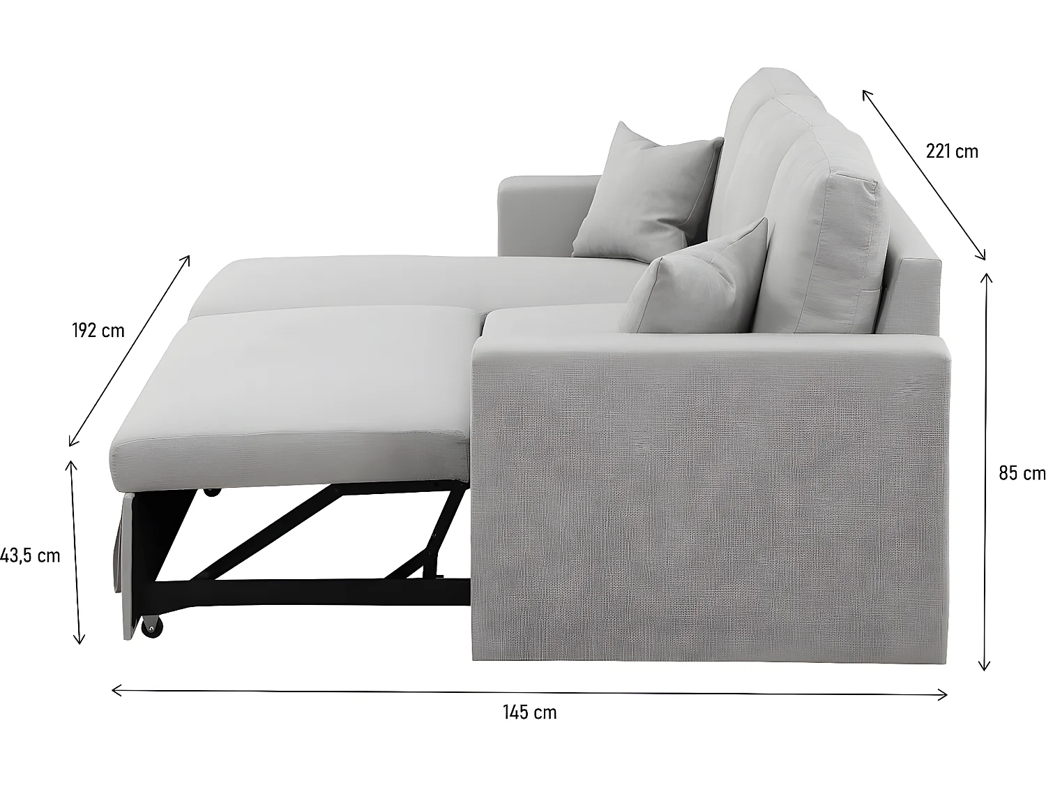 Canapé d'angle convertible/ réversible avec coffre "Alain" - 3 places - Gris clair