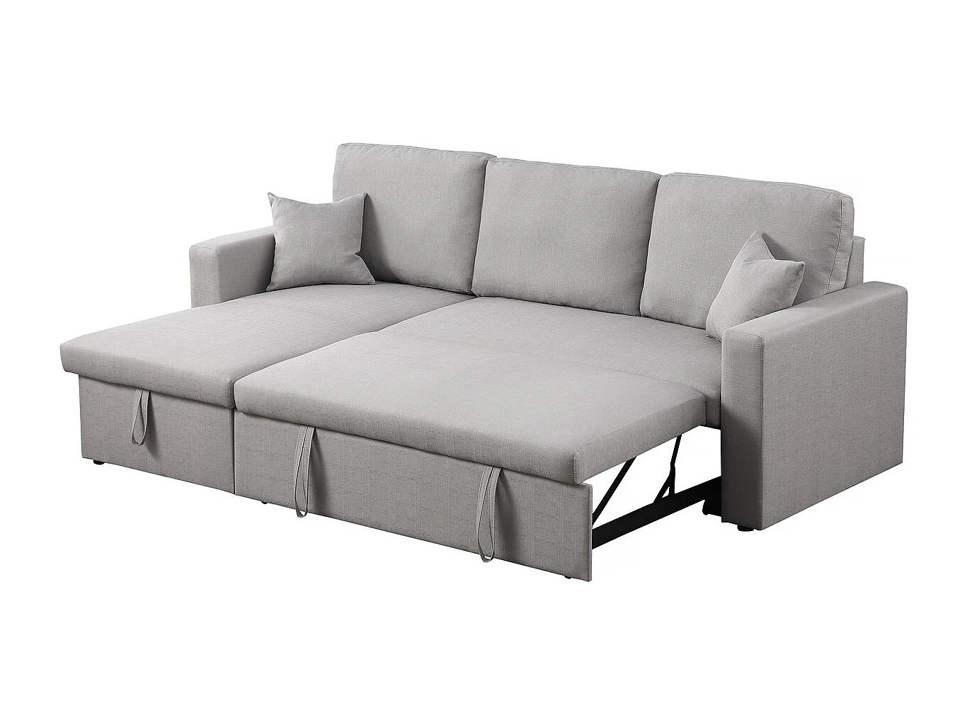 Hoekbank met opbergruimte slaapbank meubel links of rechts bank "Alain" - 3 zits - Grijs lichtgrijs
