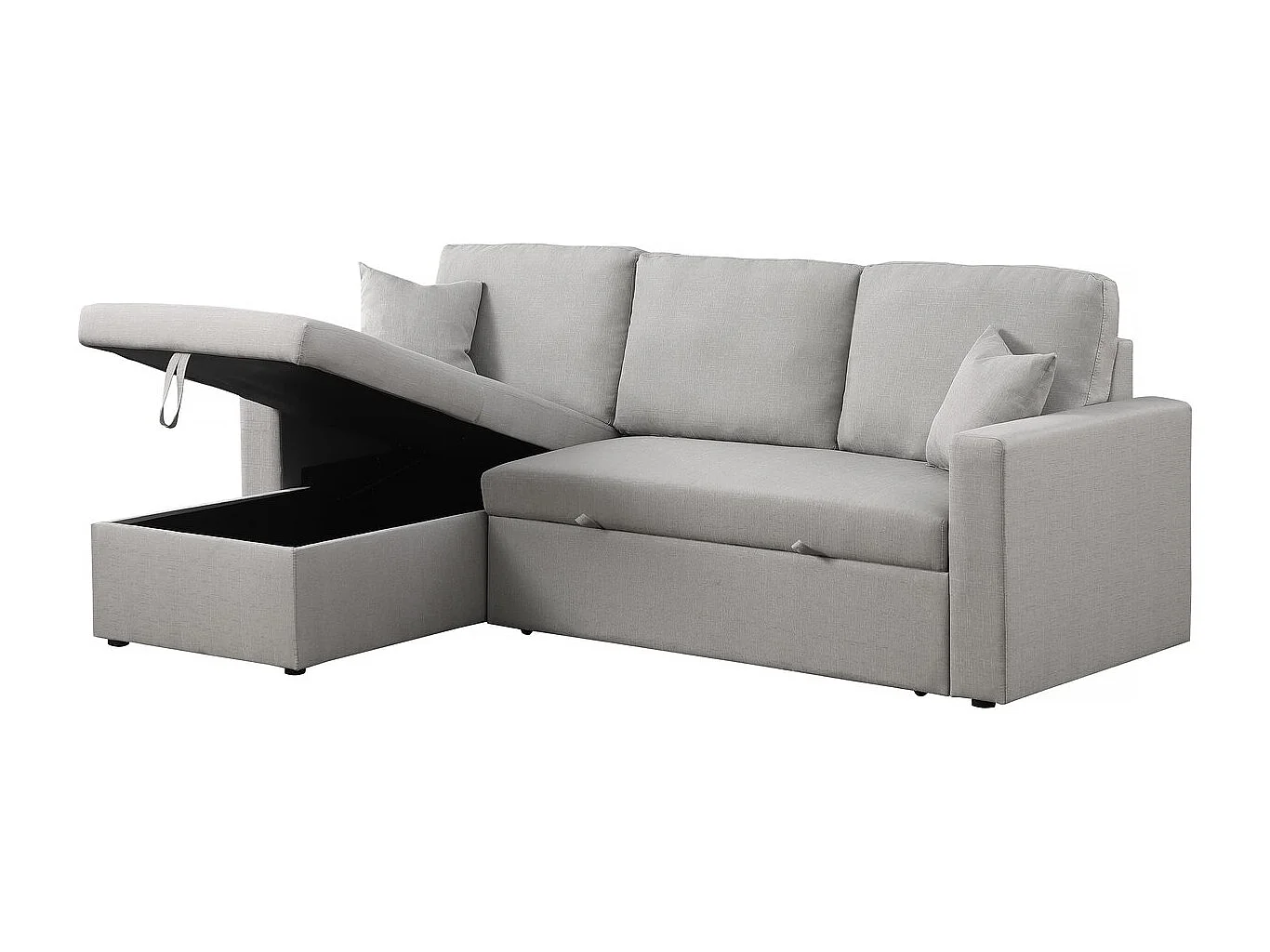 Hoekbank met opbergruimte slaapbank meubel links of rechts bank "Alain" - 3 zits - Grijs lichtgrijs