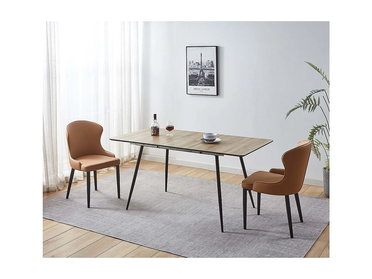 Stoelen set 2 stuks eetkamerstoelen "Tina" - Bruin - kastanjebruin