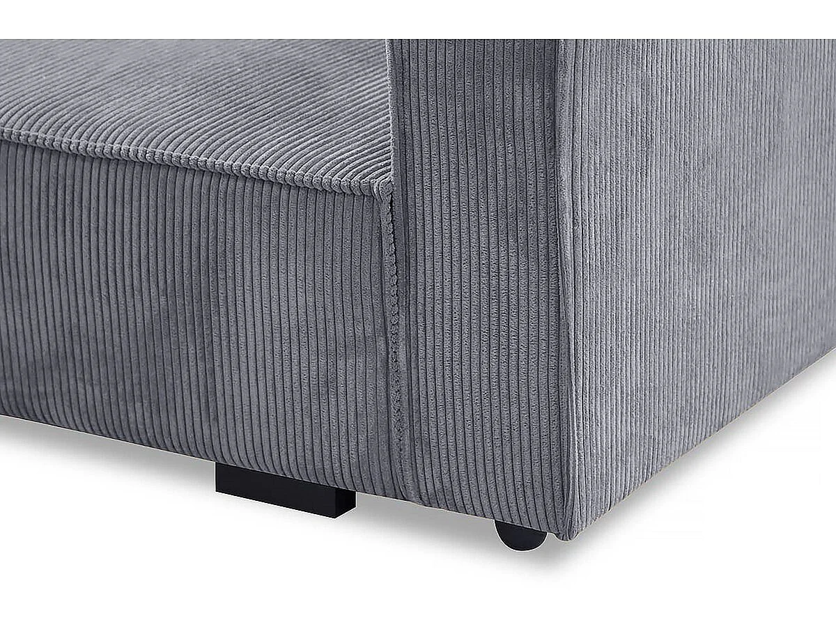 Konvertibel Corduroy Samt Fåtölj "Clivia" - Grå med Förvaring - Elegant & Modern Design