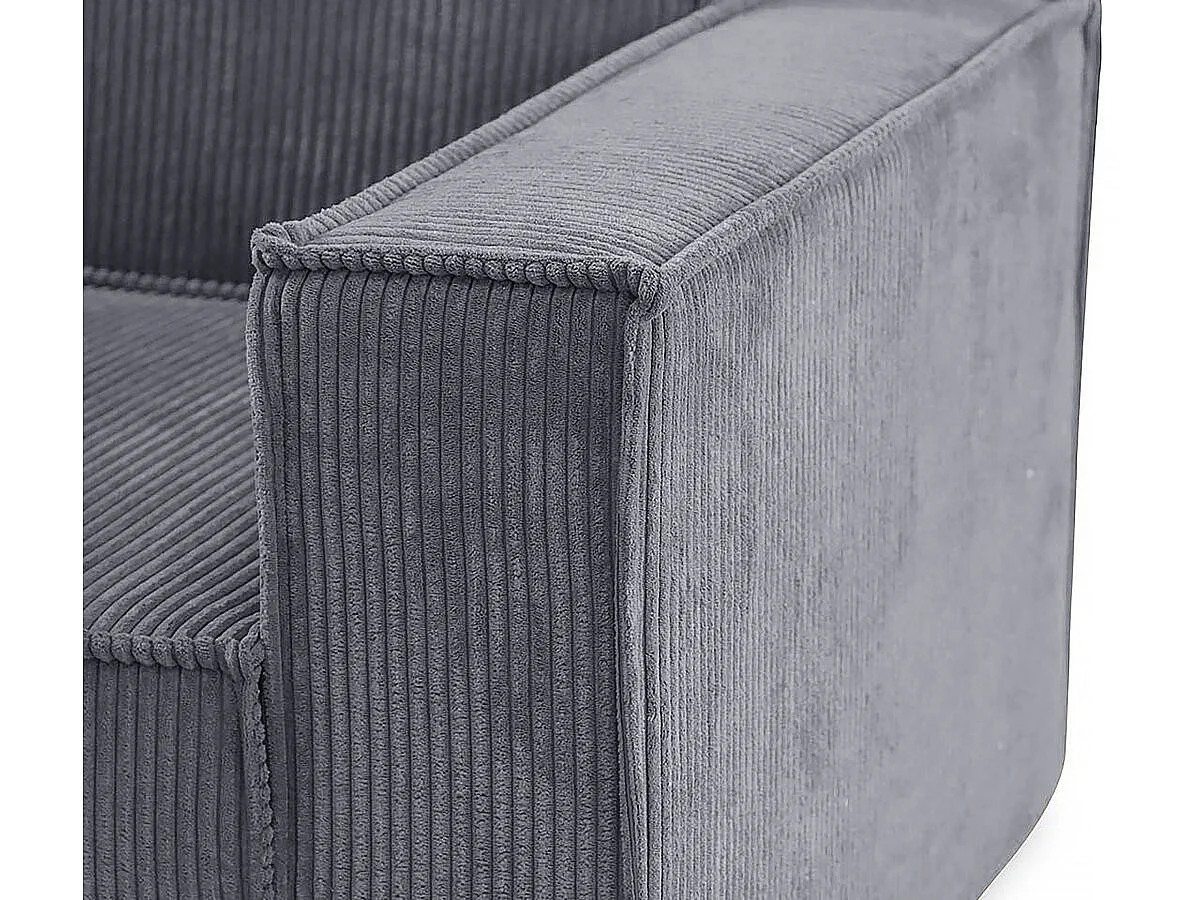 Konvertibel Corduroy Samt Fåtölj "Clivia" - Grå med Förvaring - Elegant & Modern Design