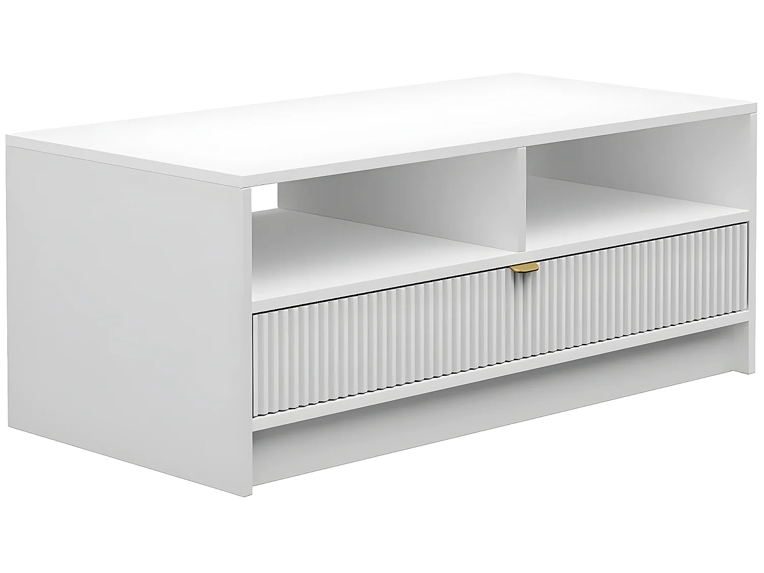 Mesa de centro Tireno branca com armazenamento e gaveta - 100 cm x 40 cm x 50 cm