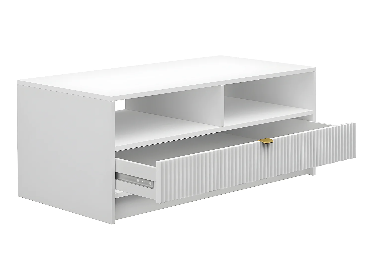 Mesa de centro Tireno branca com armazenamento e gaveta - 100 cm x 40 cm x 50 cm