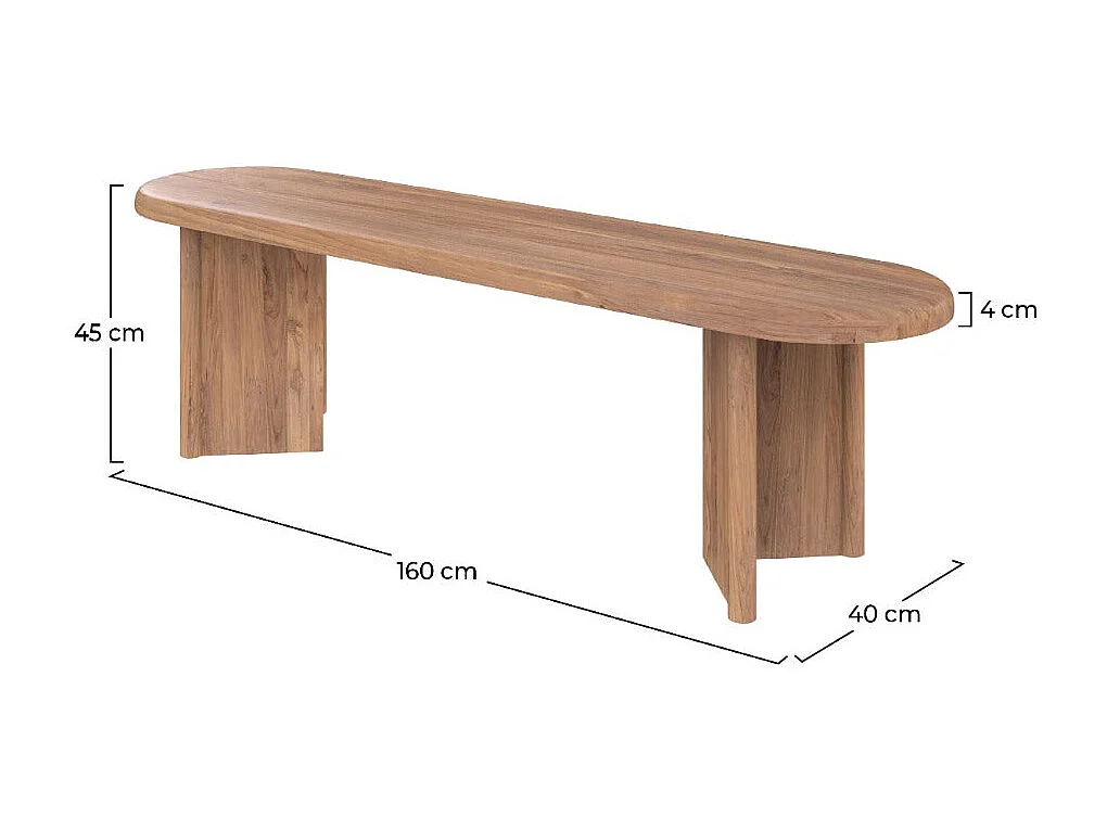 Banc 3 places en bois de teck recyclé 160 cm - Bana