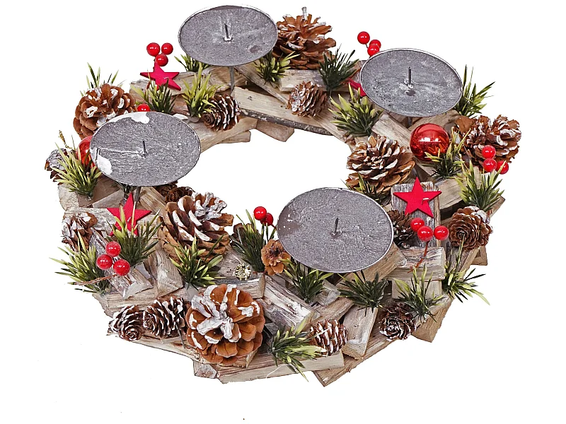 Couronne de l'Avent décoration bois marron 33 x 33 x 12 cm 04_0002557