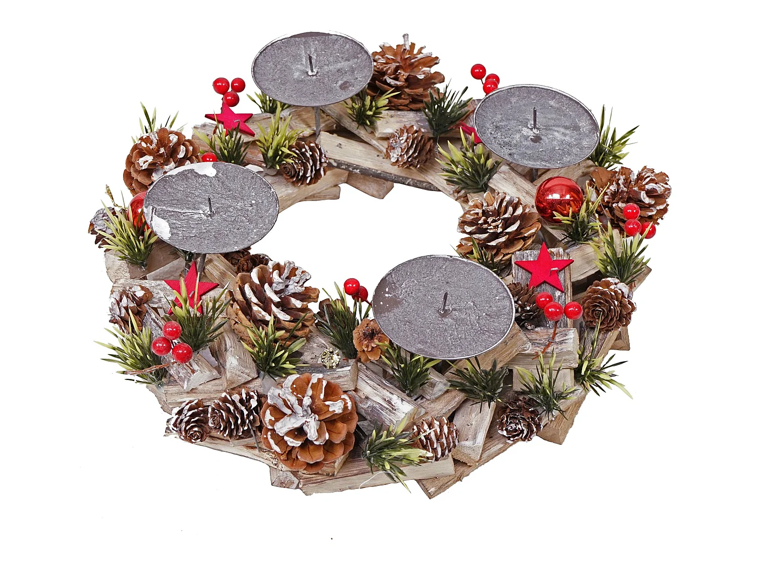 Couronne de l'Avent décoration bois marron 33 x 33 x 12 cm 04_0002557