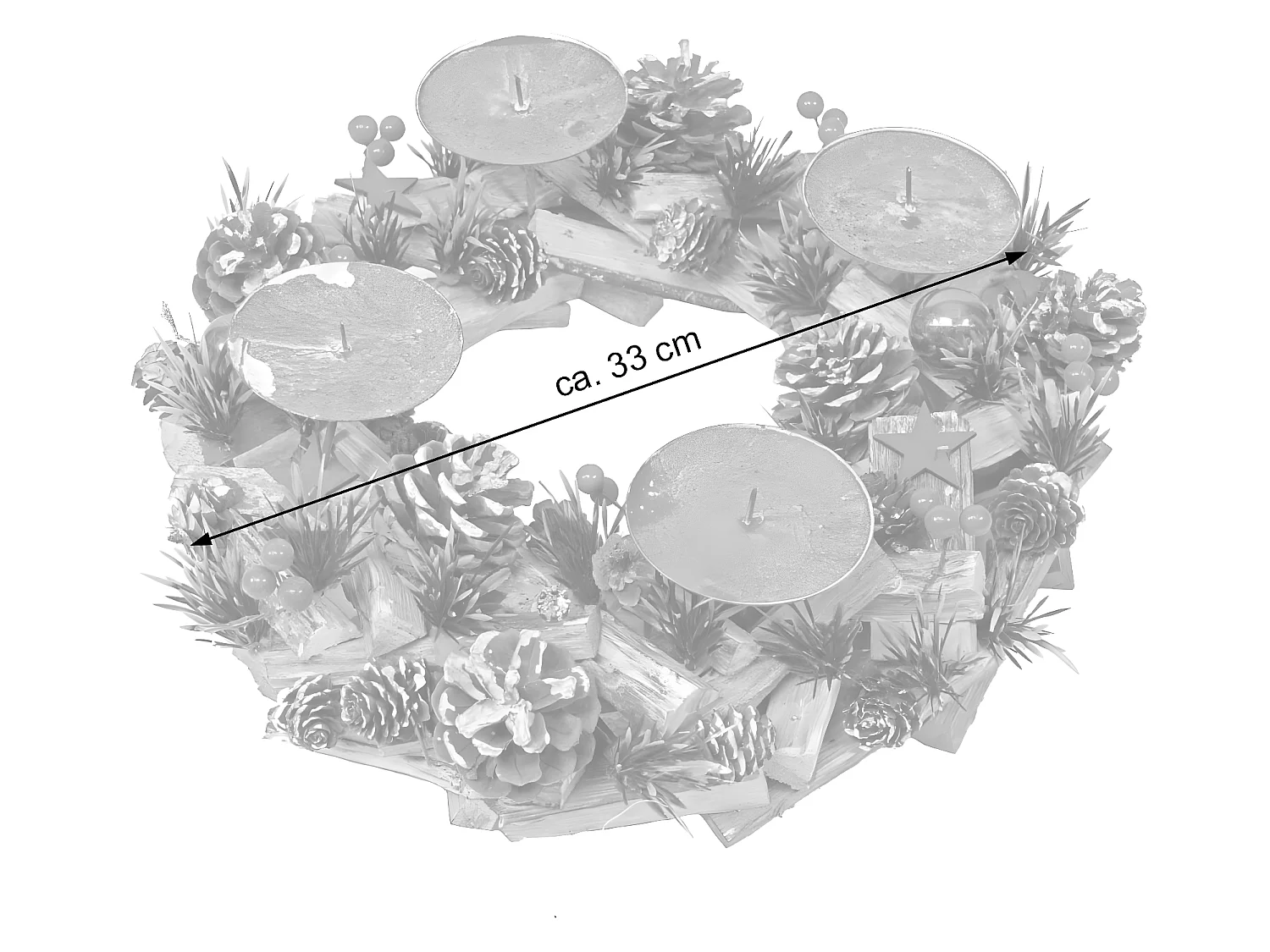 Couronne de l'Avent décoration bois marron 33 x 33 x 12 cm 04_0002557