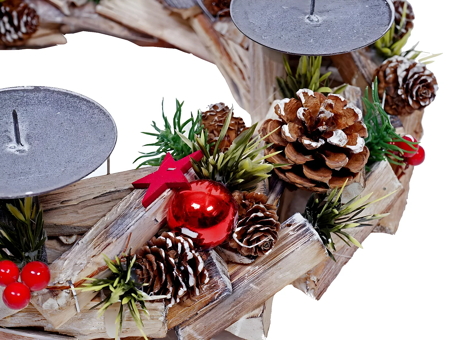 Couronne de l'Avent décoration bois marron 33 x 33 x 12 cm 04_0002557