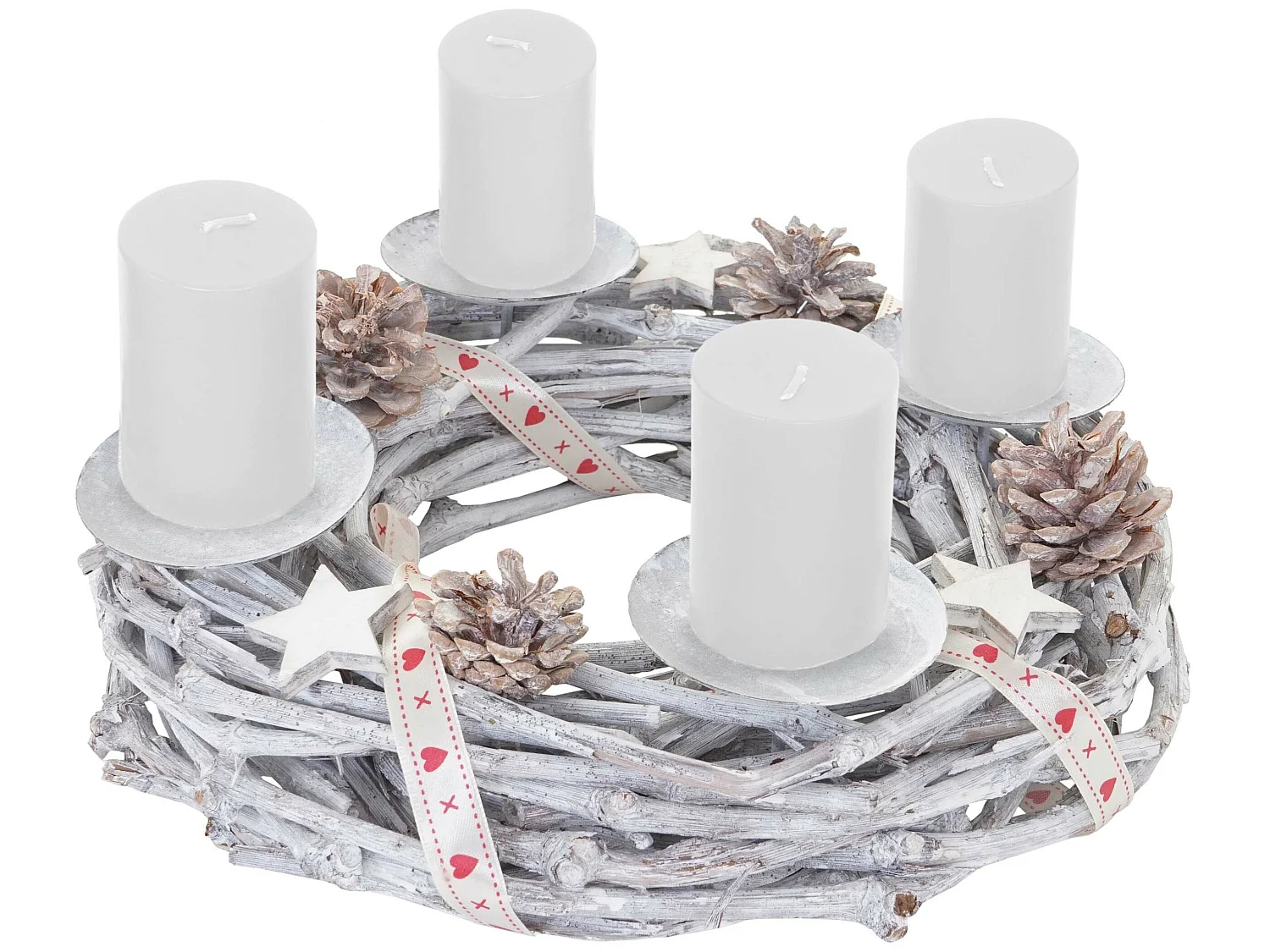 Couronne de l'Avent ronde bois blanche 30 x 30 x 8 cm 04_0002562