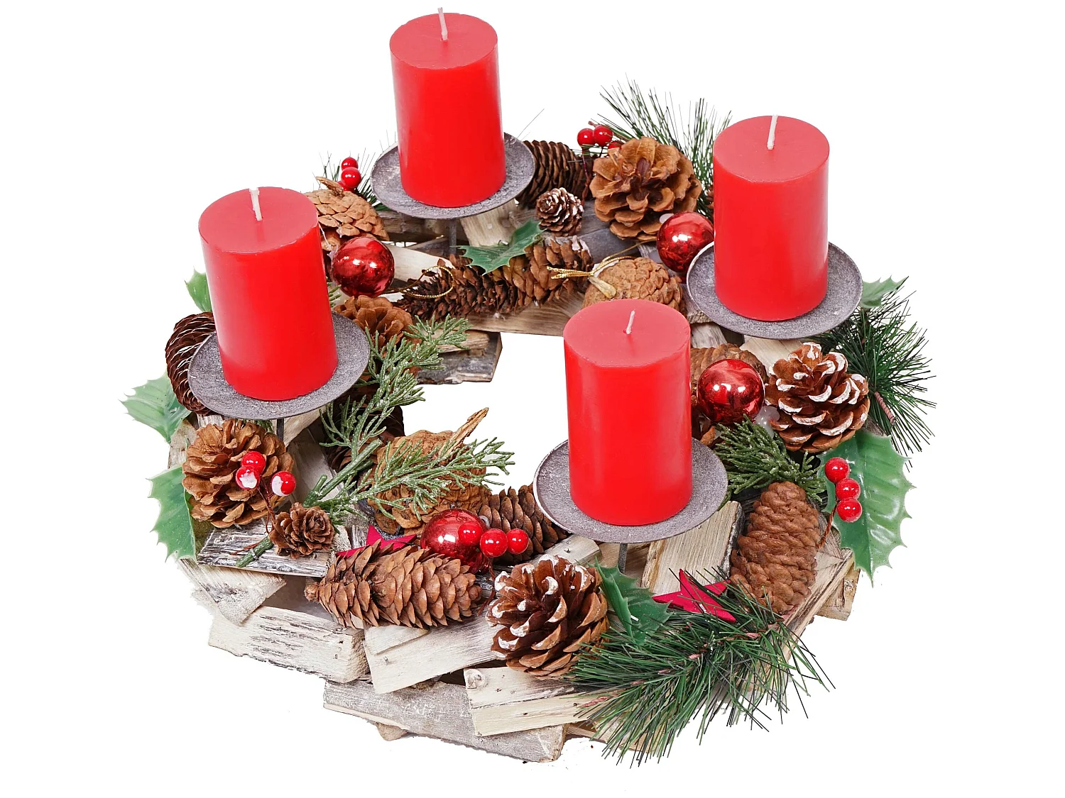 Couronne de l'Avent décoration bois marron 33 x 33 x 12 cm 04_0002556