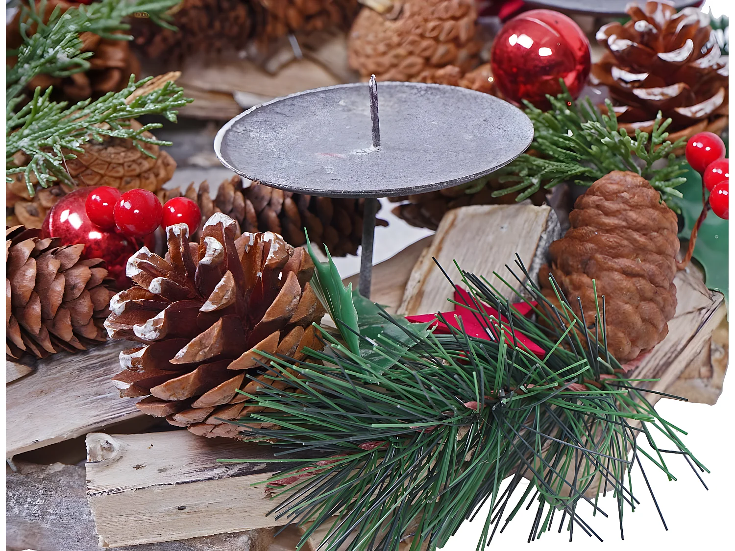 Couronne de l'Avent décoration bois marron 33 x 33 x 12 cm 04_0002556