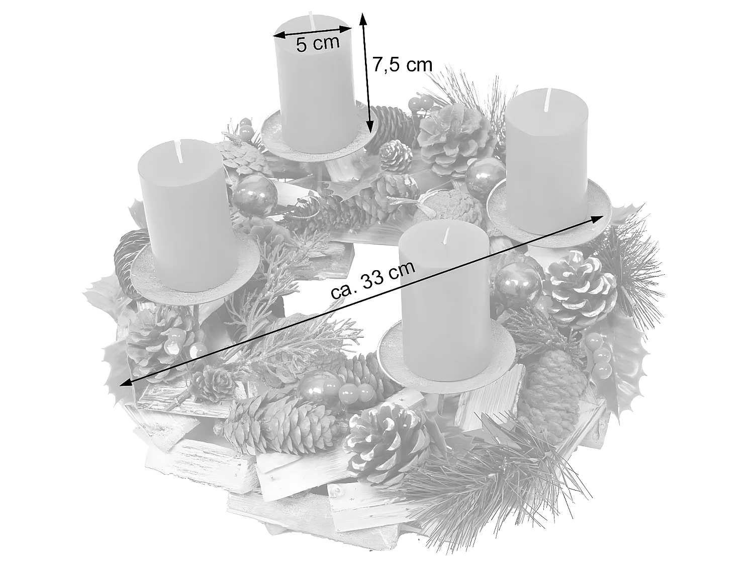Couronne de l'Avent décoration bois marron 33 x 33 x 12 cm 04_0002556