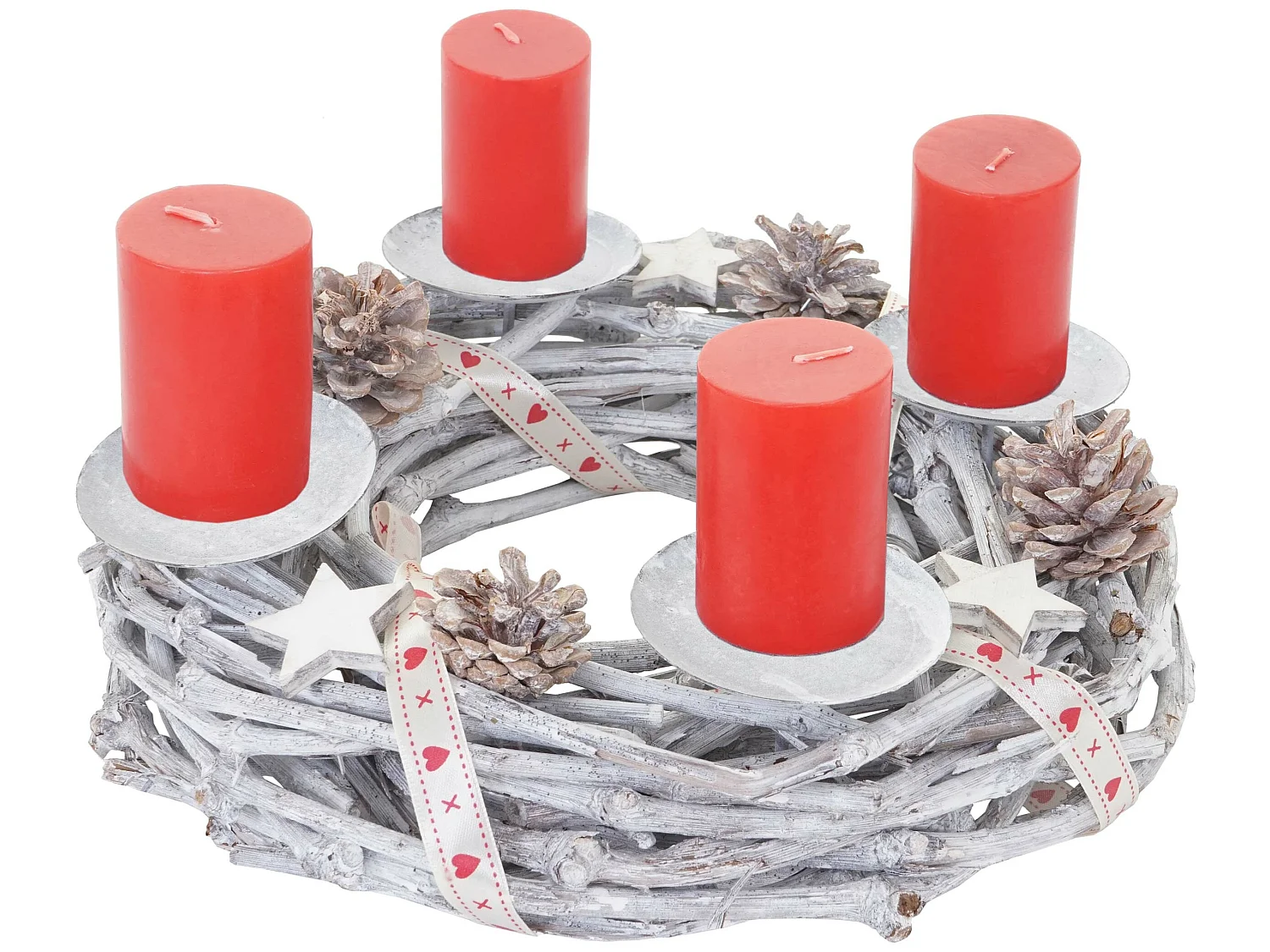 Couronne de l'avent ronde bois blanche 30 x 30 x 8 cm 04_0002563