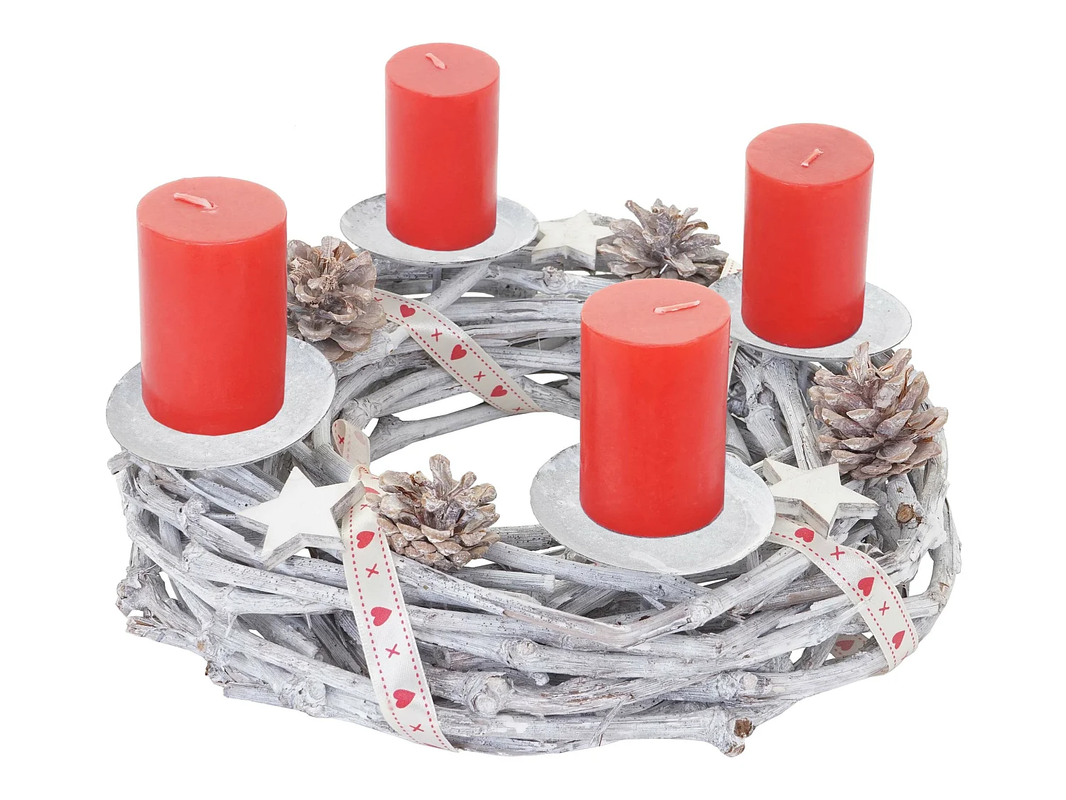 Couronne de l'avent ronde bois blanche 30 x 30 x 8 cm 04_0002563