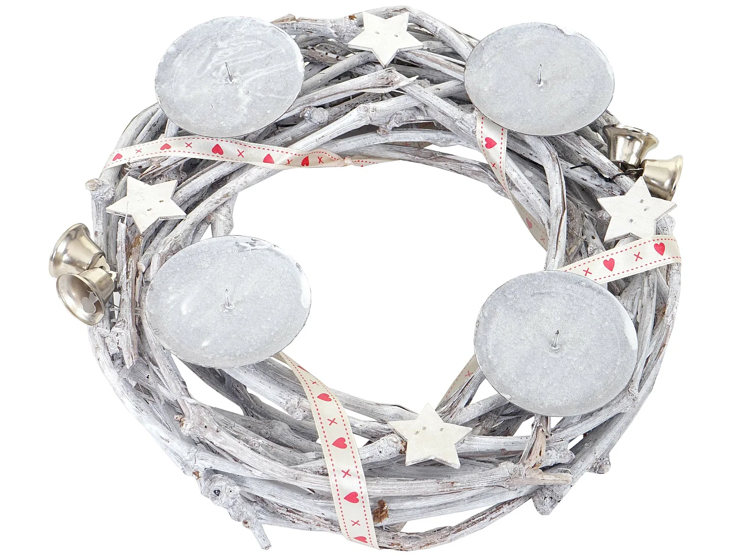 Couronne de l'Avent ronde bois blanche 30 x 30 x 8 cm 04_0002564