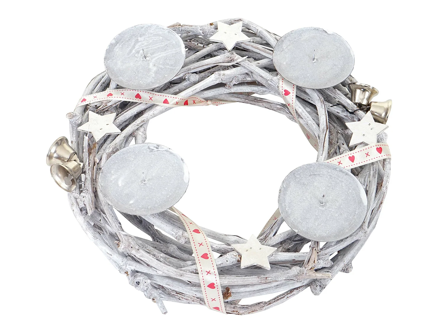 Couronne de l'Avent ronde bois blanche 30 x 30 x 8 cm 04_0002564