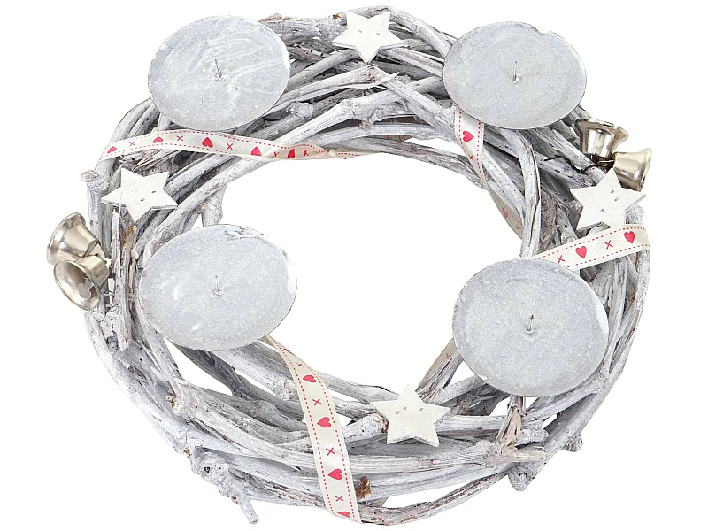 Couronne de l'Avent ronde bois blanche 30 x 30 x 8 cm 04_0002564