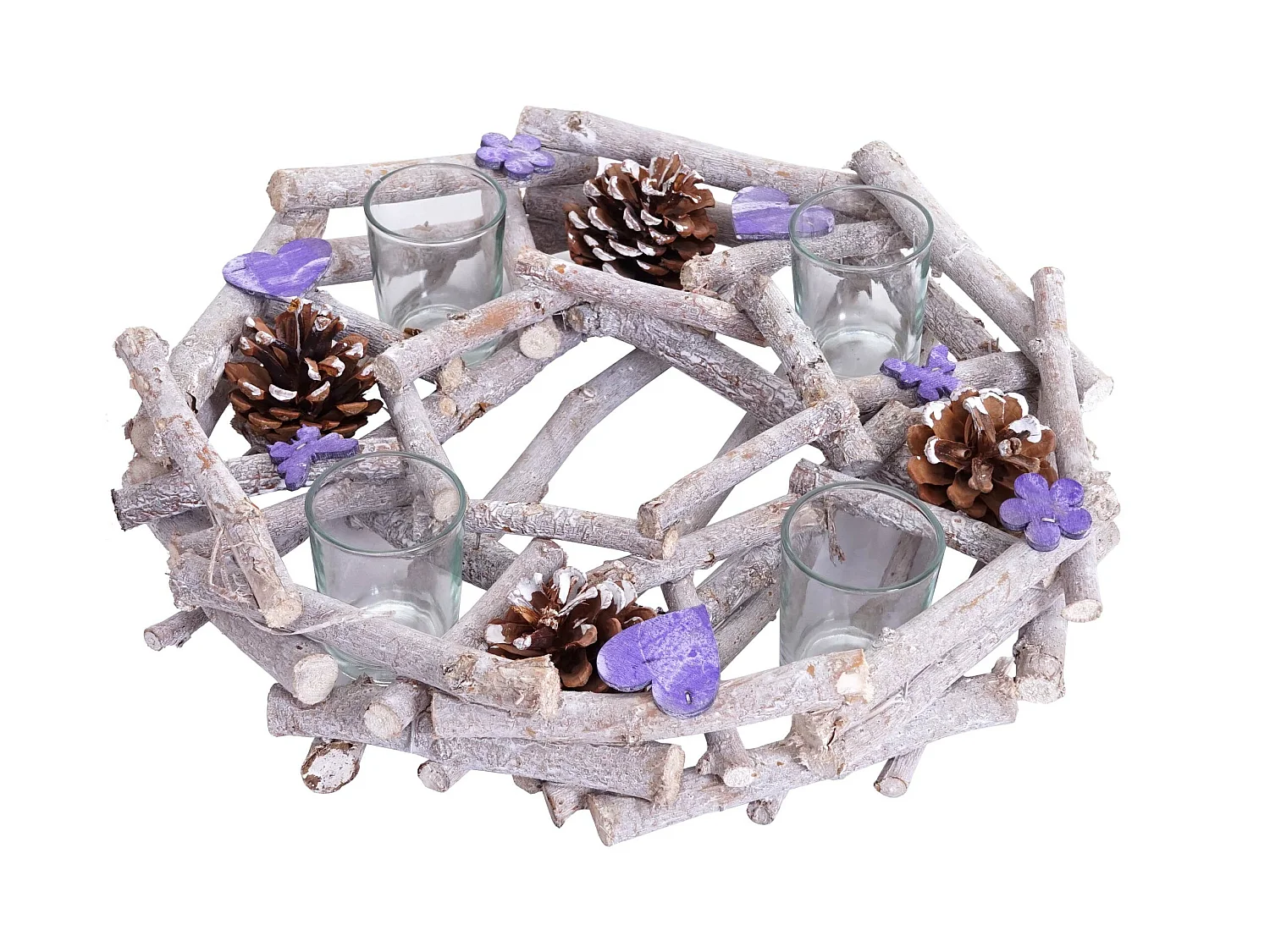 Couronne de l'Avent ronde bois marron 30 x 30 x 9 cm 04_0002561