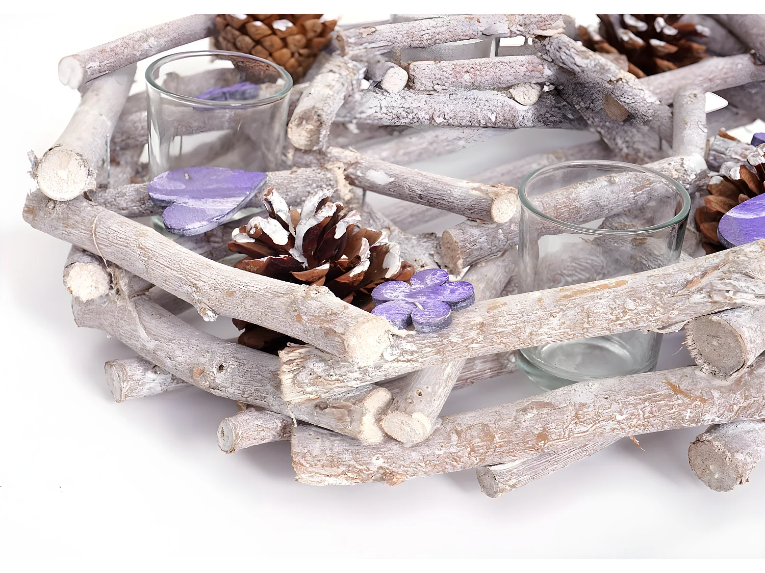 Couronne de l'Avent ronde bois marron 30 x 30 x 9 cm 04_0002561